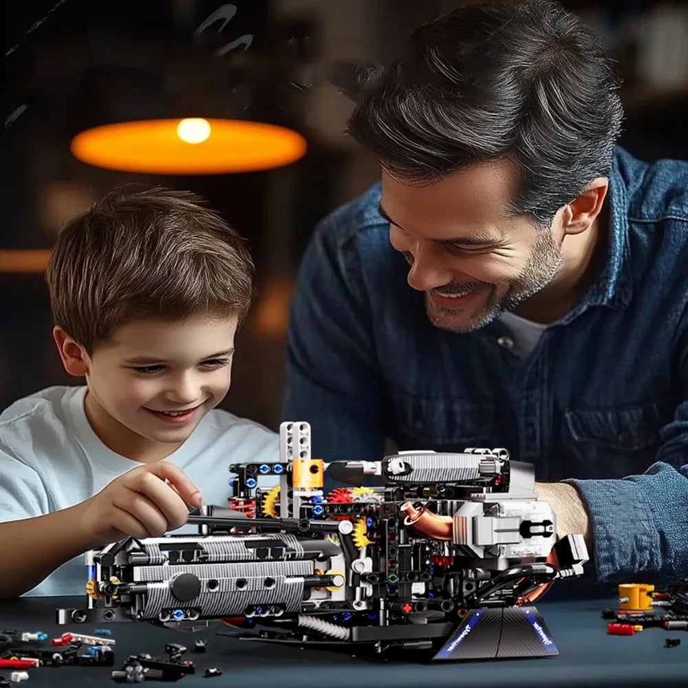 Juego de coches de juguete de bloques de construcción para niños, coche de carreras mecánico, modelo de motocicleta mecánica, juguetes de montaje de modelo de coche