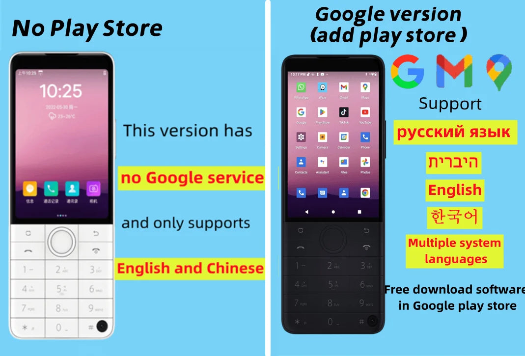 Nuevo Qin F22 Pro pantalla táctil inteligente teléfono Wifi 5G + 3,5 pulgadas 4GB 64GB agregar Google Store Android versión QinGlobal teléfono móvil