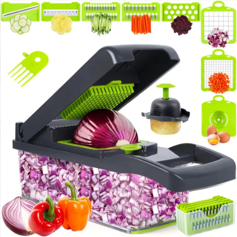 Cortador y rebanador multifuncional de verduras con caja de almacenamiento