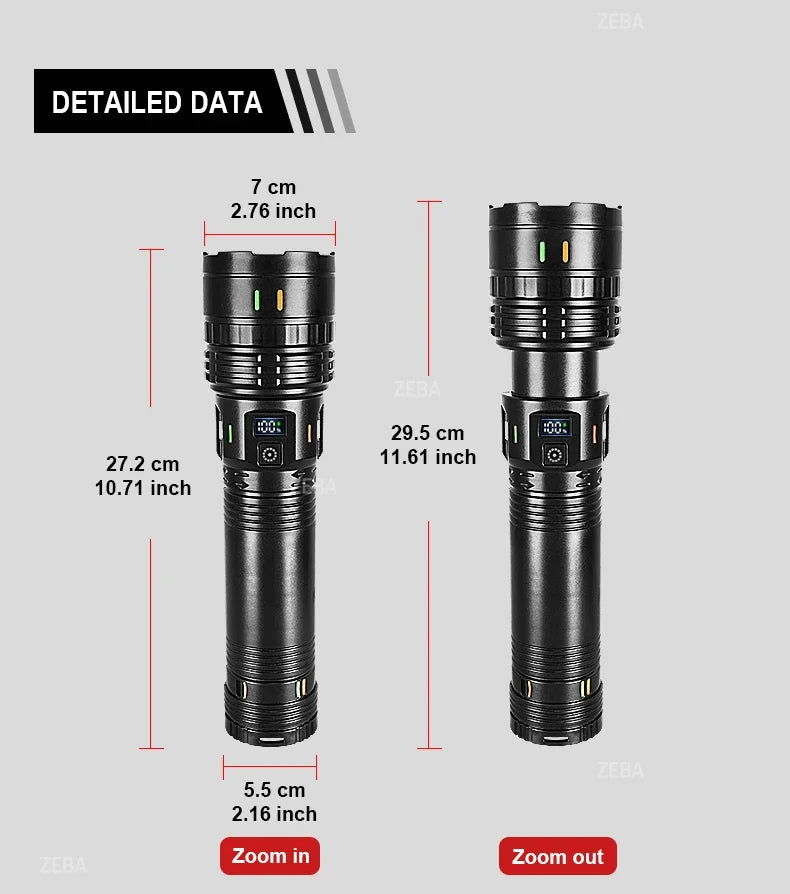 Linterna LED Táctica Recargable de Alta Potencia 680000LM Batería 15000mAh