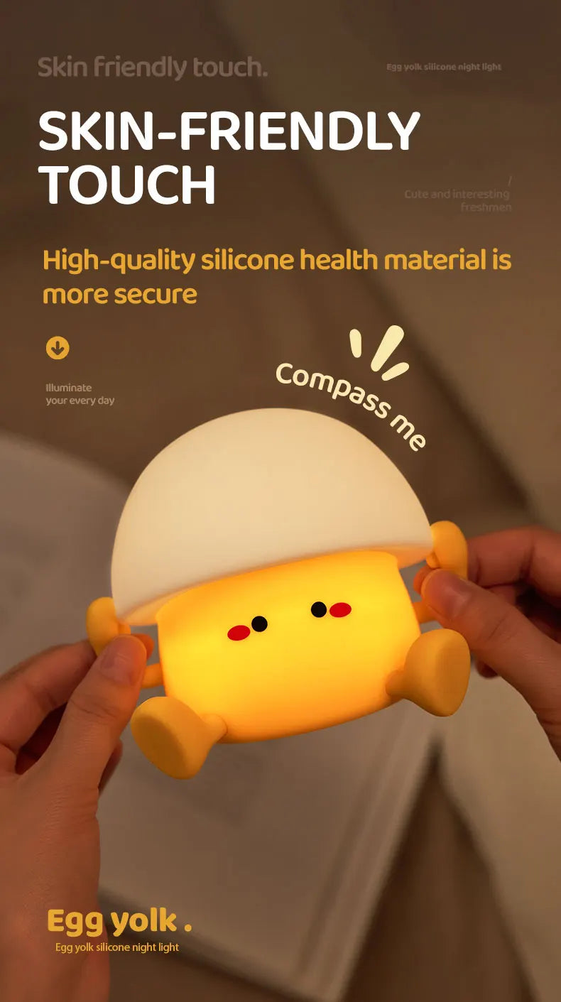 Bonita luz nocturna, lámpara de yema de huevo, lámpara de seta, decoración creativa de escritorio, carga USB, luz nocturna interior para niños, regalo de cumpleaños