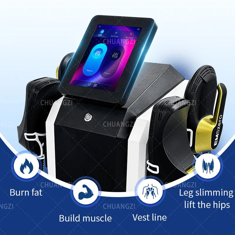 Myoslim 15 Tes 6500W NEO Slimming Nova, Quemador de Grasa, Estimulación Muscular EMS, Estimulación Electromagnética Corporal, Pantalla Plegable Profesional