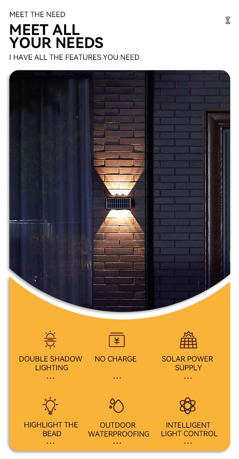 Lámpara Solar LED de Pared para Jardín - Impermeable con RGB