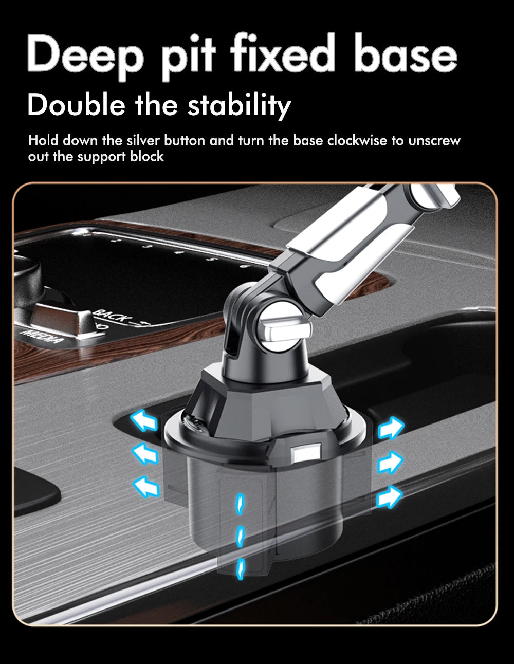 Soporte para Vasos de Coche con Rotación de 360 Grados, Soporte para Vasos de Coche con Articulación Larga, Soporte para Teléfono Móvil, Tableta y Ordenador