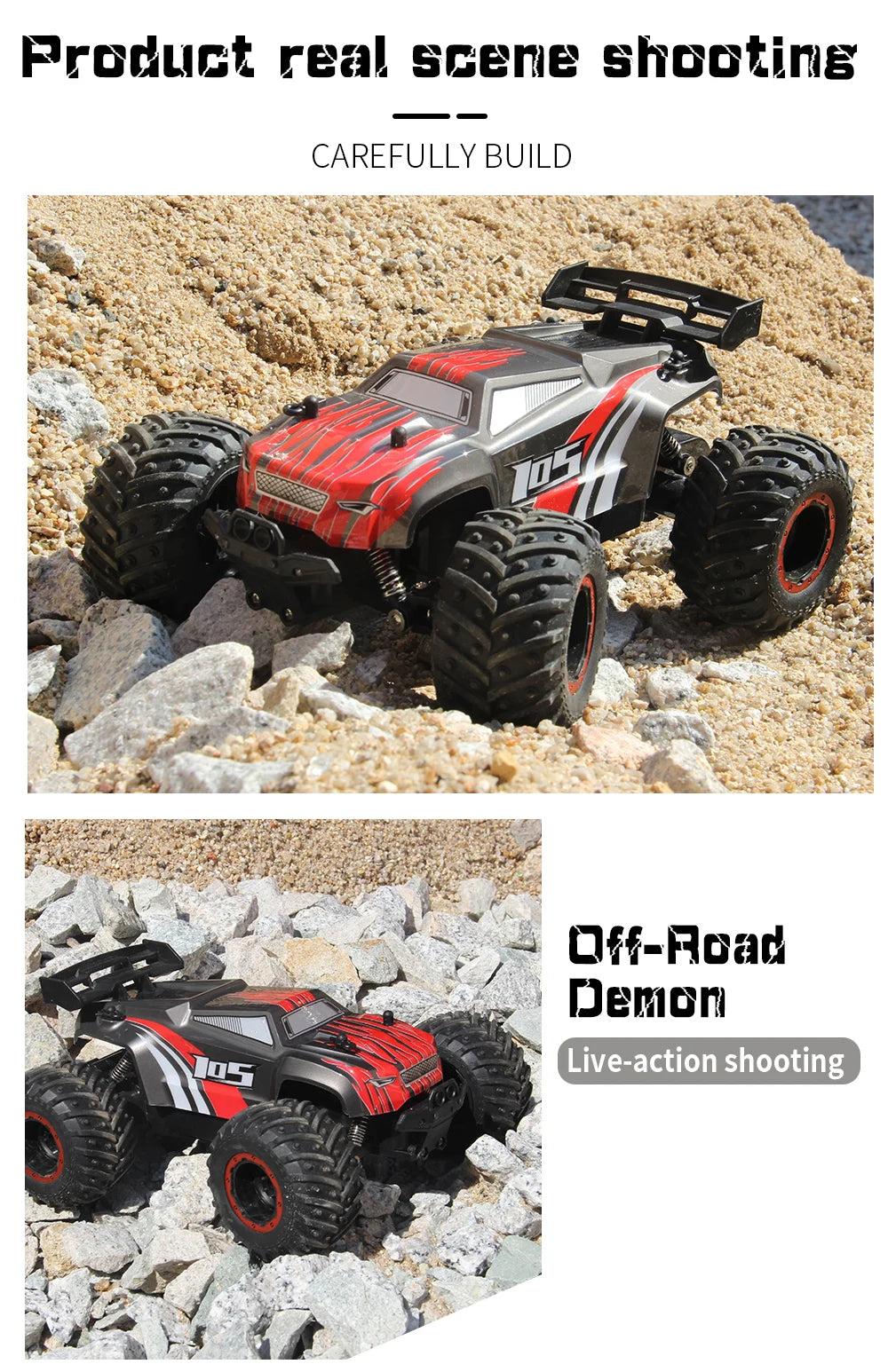 Coche RC Todoterreno 1:16 4WD sin Escobillas, 70 KM/H con Luces LED
