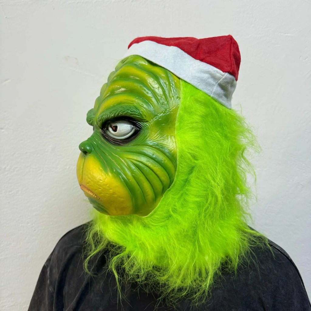 Máscara de Halloween de juego de rol de monstruo verde, disfraz de látex, accesorios de fiesta, accesorios de decoración de disfraces verdes