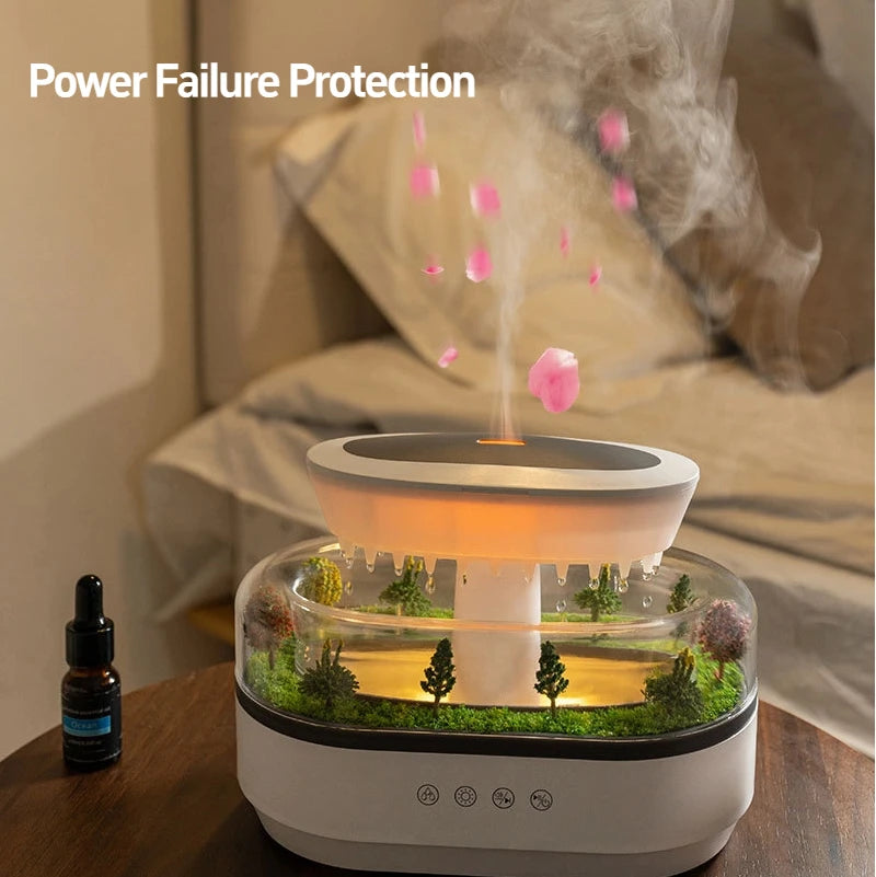 Nuevo humidificador de aire de gota de lluvia, humidificador de Aroma, luz de ambiente colorida, ruido blanco, música esencial, difusor de fragancia de aceite para el hogar