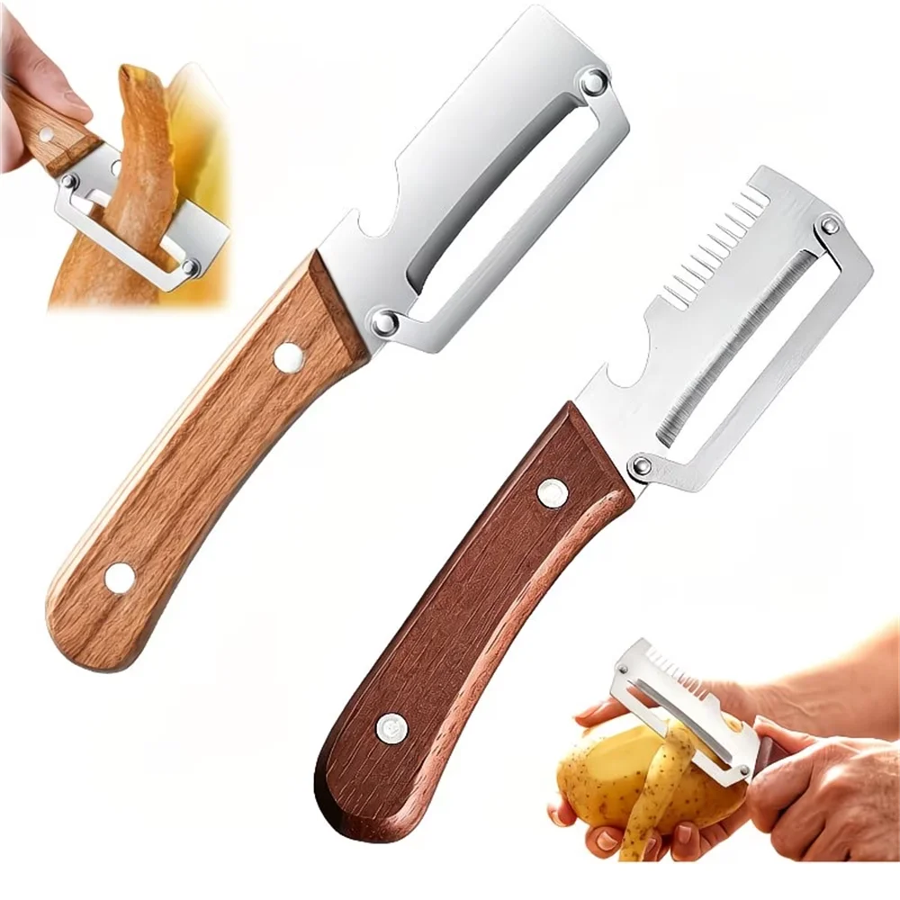 2 piezas de rebanador y rallador de acero inoxidable de primera calidad, pelador multifuncional de verduras y frutas de alta resistencia, herramienta de cocina de acero inoxidable
