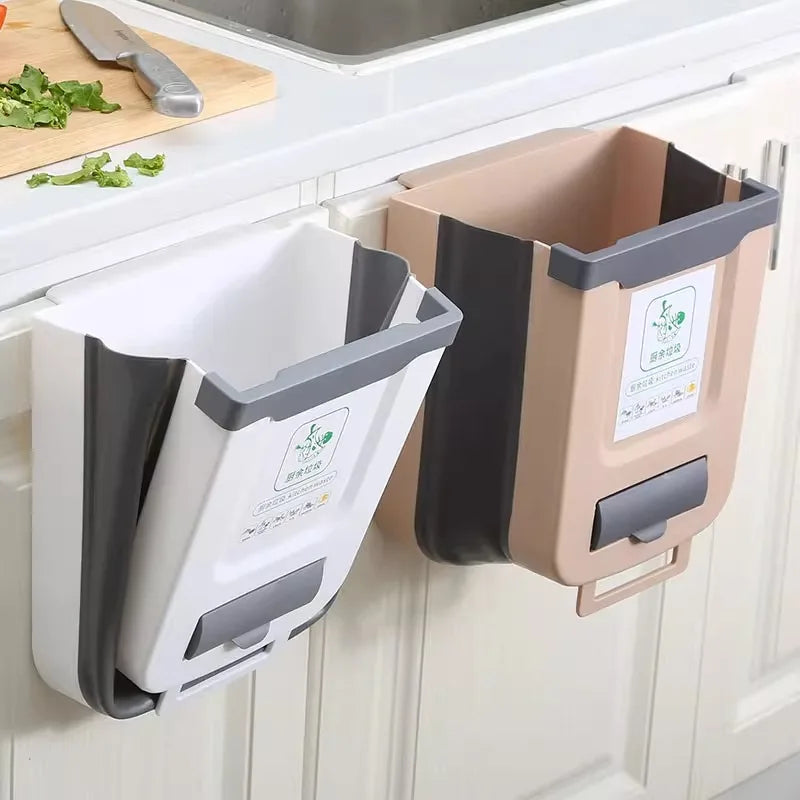 Cubo de basura plegable para cocina, cubo de basura montado en la pared, cubo de basura para puerta de armario de cocina, cubo de basura plegable para vehículos