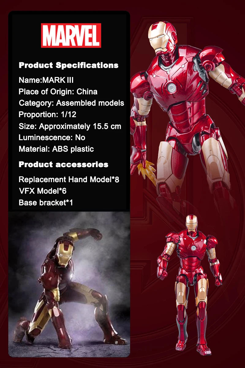 Caliente Fondjoy Marvel IronMan MK3 ensamblar juguetes Iron Man modelo 15cm Material ABS 1/12 escala figuras de acción juguetes niño regalos de cumpleaños