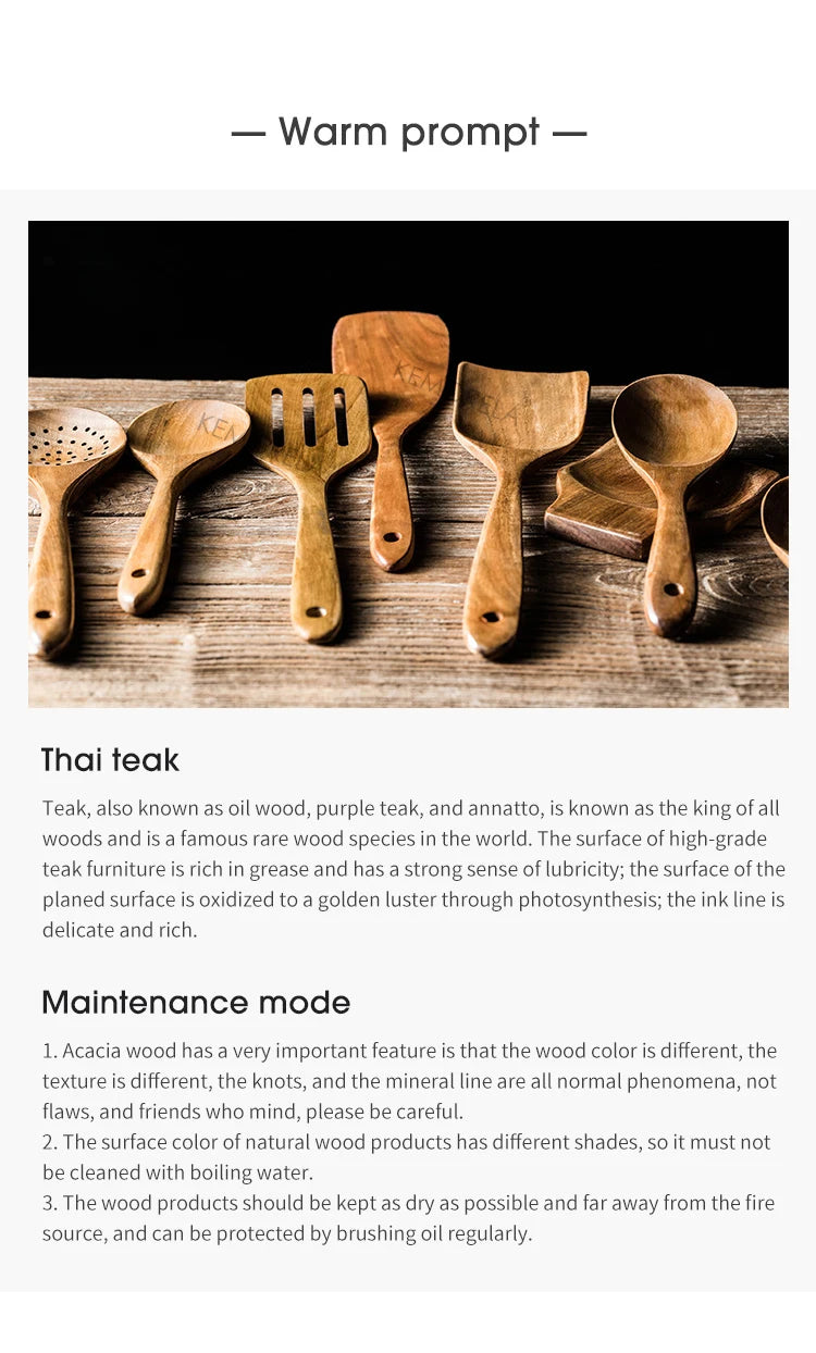 9 cucharas de madera para cocinar, utensilios de madera para cocinar con soporte para utensilios, juego de utensilios de cocina de madera de teca