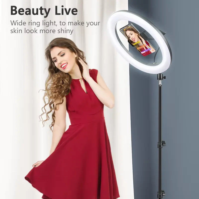 Luz de Video de 26CM, Anillo de Luz LED Regulable para Selfies, Lámpara de Anillo USB con Soporte de Trípode Opcional para Grabación de Video y Maquillaje