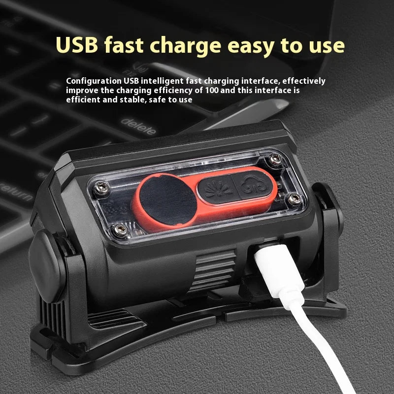 Linterna Frontal LED COB Recargable USB-C con Sensor para Camping