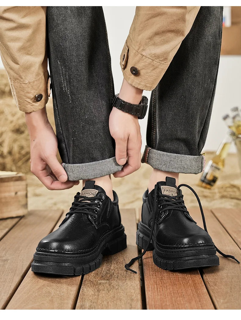 Zapatos informales para hombre, calzado cómodo para trabajo hecho a mano en las cuatro estaciones, zapatos de trabajo al aire libre, moda Joker, zapatos de marea juvenil, zapatos de cuero para fiesta de negocios