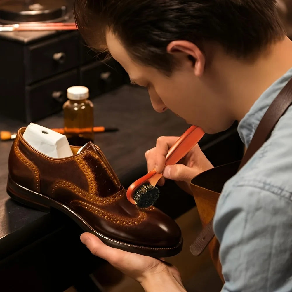4 cepillos de crin para pulir zapatos, aplicadores para limpiar calzado de cuero, cepillo para el cuidado de botas, cepillo para gamuza, guantes de microfibra para zapatos