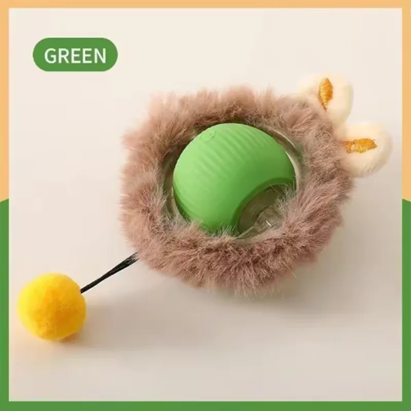 Juguete interactivo de pelota para gatos, bola rodante automática con cola, juguete interactivo inteligente recargable para mascotas, juguete inteligente para gatos