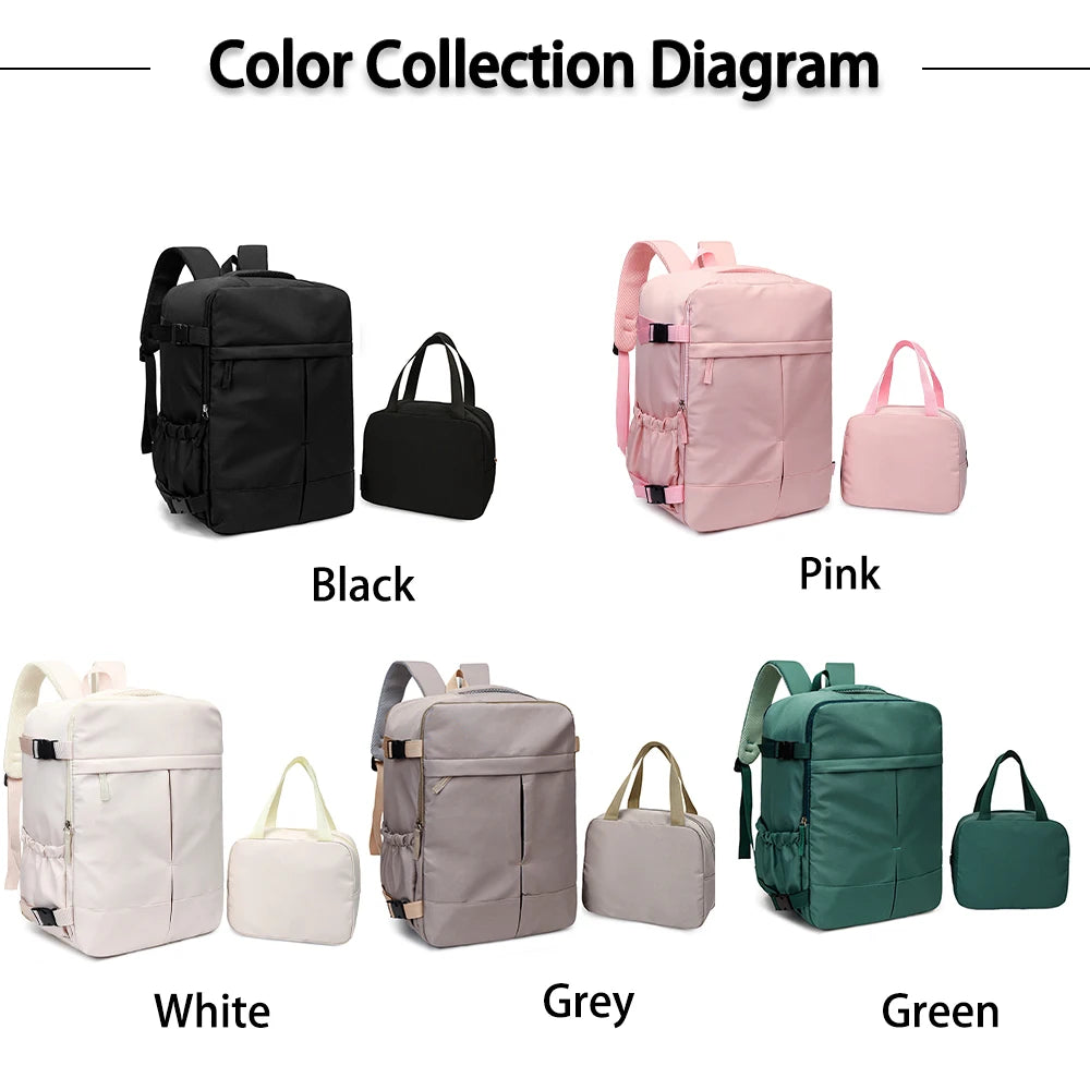 Set 2 Piezas: Mochila y Bolso Tote 180° Gran Capacidad para Viajes