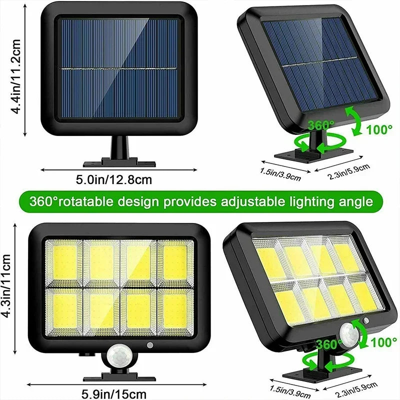 Lámpara de pared dividida con Sensor Solar, 3/2/1 Uds., 3 modos, movimiento impermeable, farolas de jardín, lámpara Solar, luz de jardín 160/120/100COB