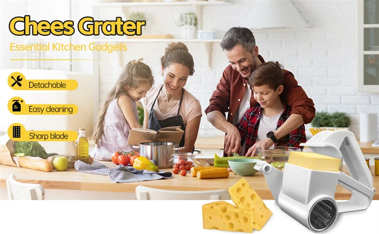 Rallador de queso giratorio LMETJMA, rallador de queso Manual de mano con tambor de acero inoxidable para rallar queso duro, nuez de Chocolate JT241