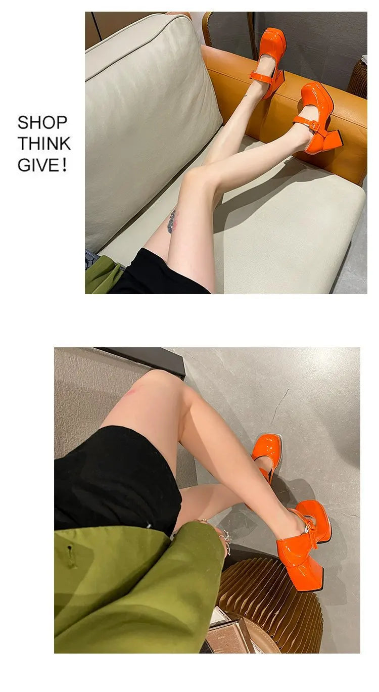 Zapatos Mary Jane Mujer con Plataforma, Punta Cuadrada y Tacón Alto