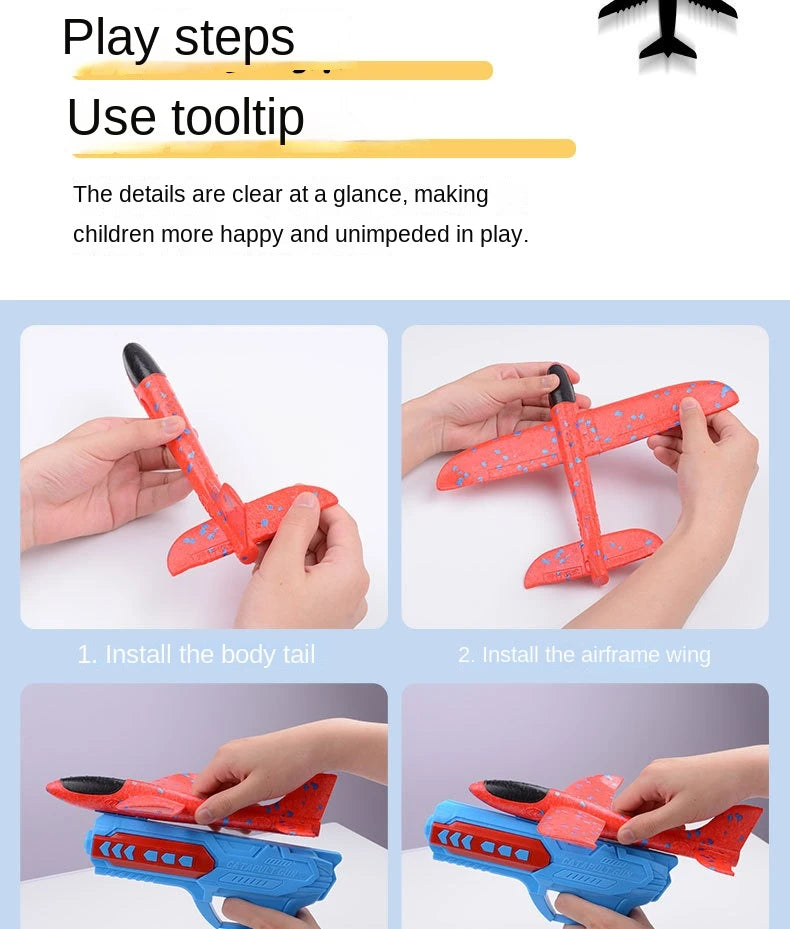Avión de eyección al aire libre para niños, juguetes de espuma, aviones oy gun, juegos al aire libre para padres e hijos, juguetes, regalos para niños, juguete volador