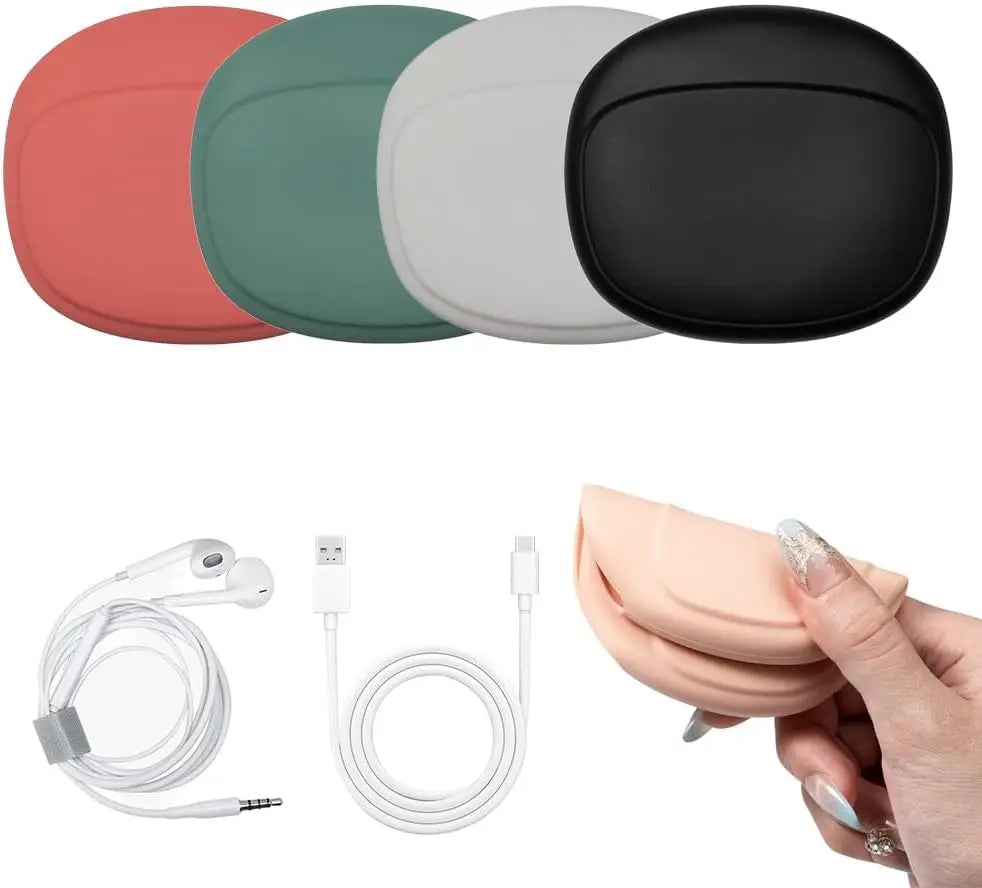 Bolsa de almacenamiento de auriculares de silicona, caja de almacenamiento de cable de datos de cable de auriculares portátil, accesorios de bolsa de cable de auriculares EVA, superventas
