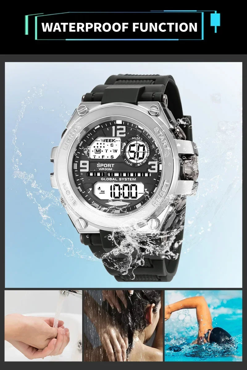Reloj deportivo resistente al agua para hombres y estudiantes, reloj despertador luminoso multifunción, reloj Digital LED para hombre, reloj de pulsera electrónico deportivo