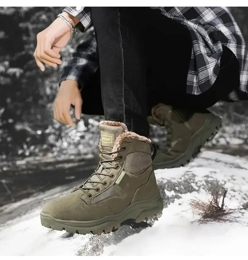 Botas de nieve para hombre forradas de piel, cálidas y antideslizantes
