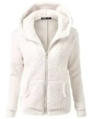 Chaqueta con capucha y cremallera para mujer, forro polar suave