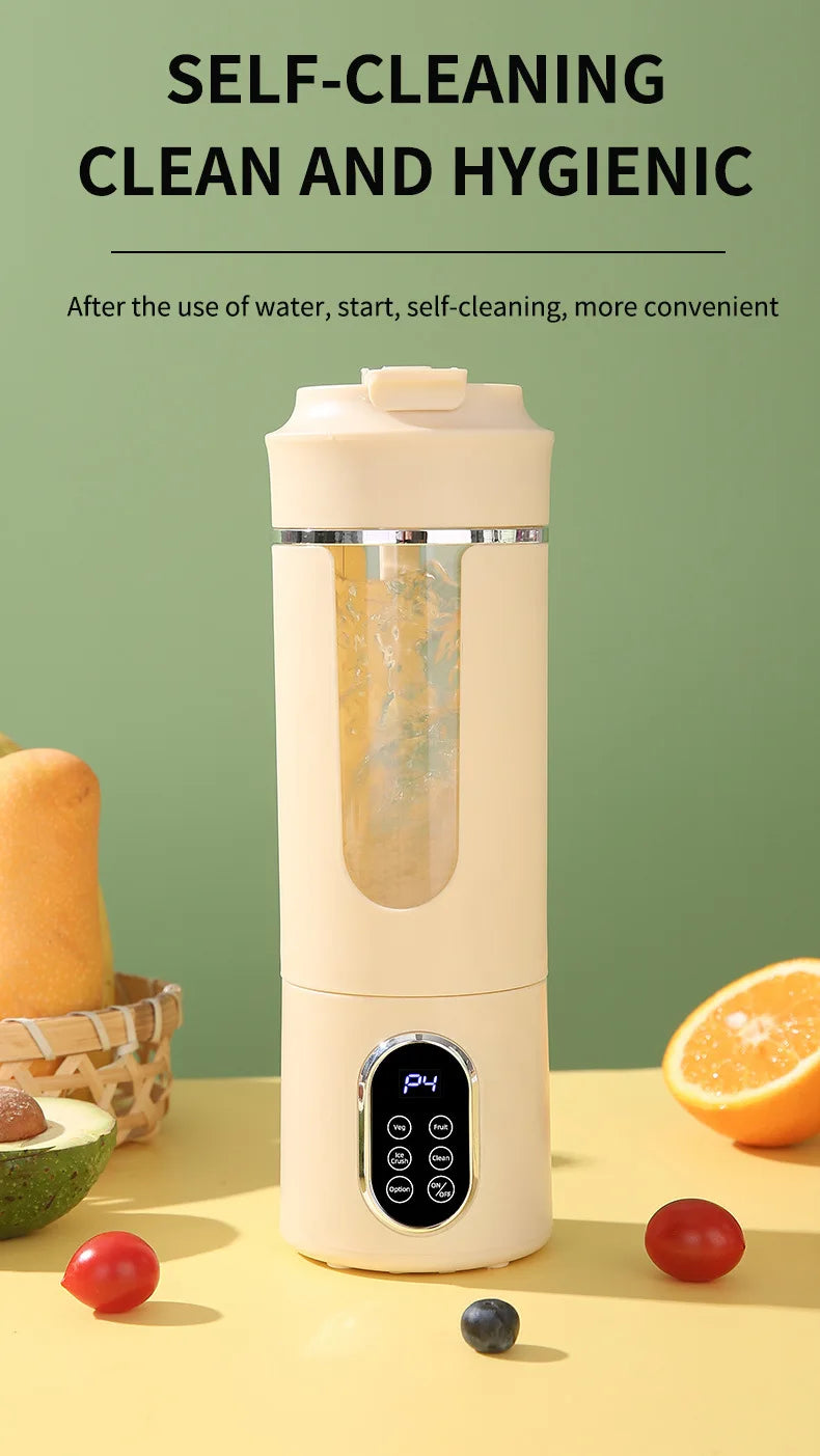Exprimidor Portátil USB 530ml con 12 Cuchillas Picador de Hielo
