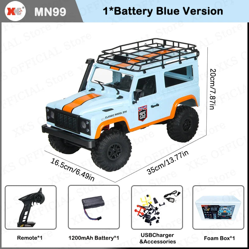 MN MN99S MN78 MN98 MN99 D90 1/12 RC coche 2,4G Control remoto 4X4 todoterreno luz LED 4WD escalada RC camión coche de juguete regalo para niño