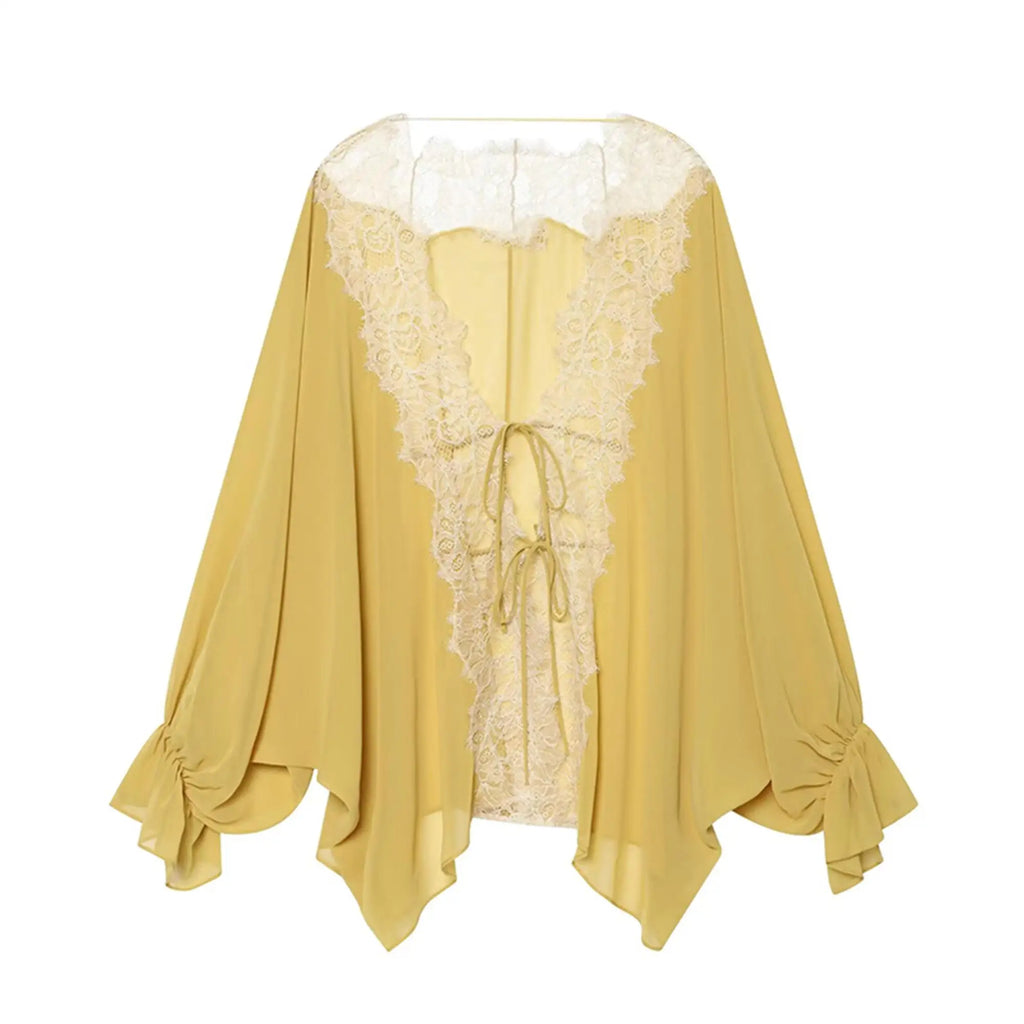 Blusa Elegante con Encaje y Manga Larga para Mujer