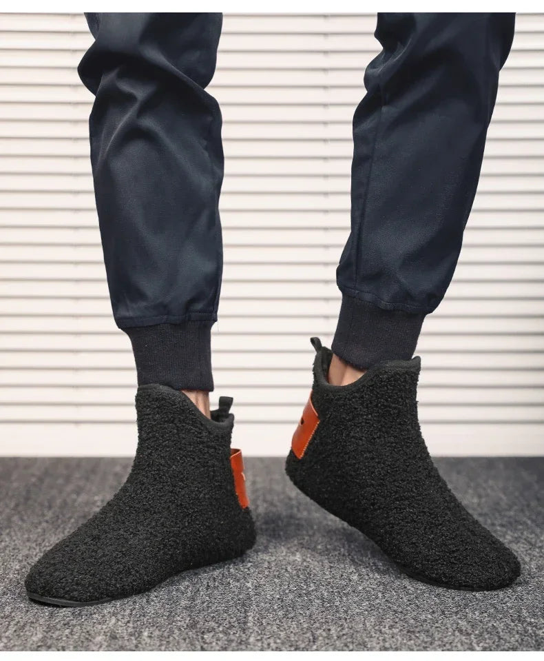 YRZL, zapatos de algodón de invierno para hombre, zapatillas ligeras sin cordones de alta calidad, mocasines de algodón de felpa para interiores, zapatos cálidos de invierno para hombre