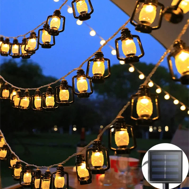 Guirnalda de Luces LED Solares, Lámpara de Botella Retro, Guirnalda de Luces Decorativas Navideñas, Lámpara de Ambiente para Jardín, Luz para Acampar al Aire Libre