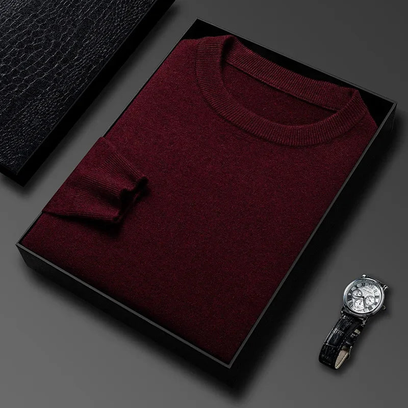 2025 nuevo suéter Casual para hombre, suéter tejido de manga larga con cuello redondo, Top versátil de moda con patrón de diamante