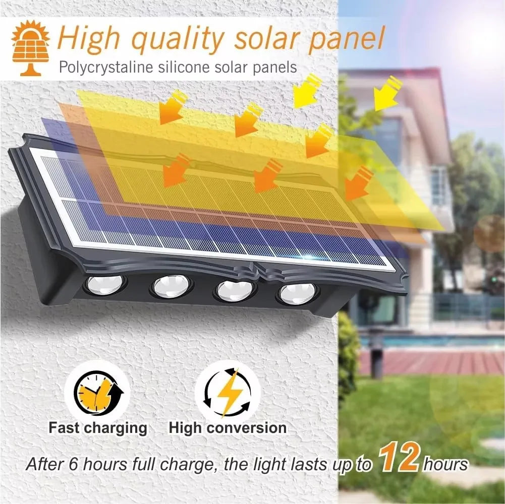 Lámpara Solar de pared para exteriores, luz LED Solar impermeable hacia arriba y hacia abajo, iluminación luminosa, luces decorativas para balcón, patio y jardín