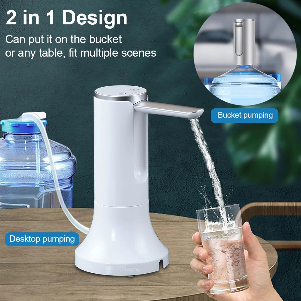 Bomba dispensadora de agua eléctrica para garrafón de 19 litros, recargable USB