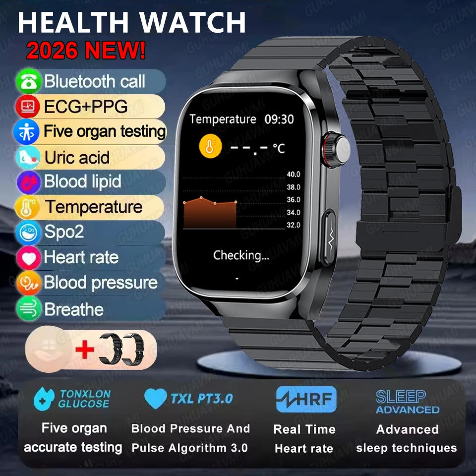 2025New Micro examen físico reloj inteligente para hombres ácido úrico grasa corporal cinco órganos salud relojes Bluetooth llamada SmartBracelet