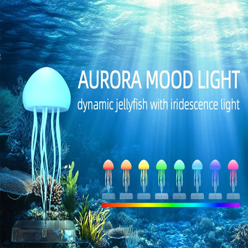 Lámpara LED de medusas con 9 tentáculos, 2 modos de trabajo, batería de larga duración, efectos de luz degradados de color con control remoto