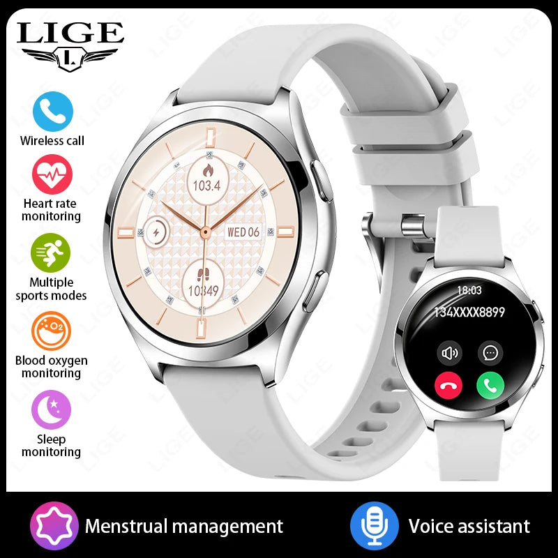 Smartwatch LIGE para mujer con Bluetooth, monitor de salud y esfera personalizable