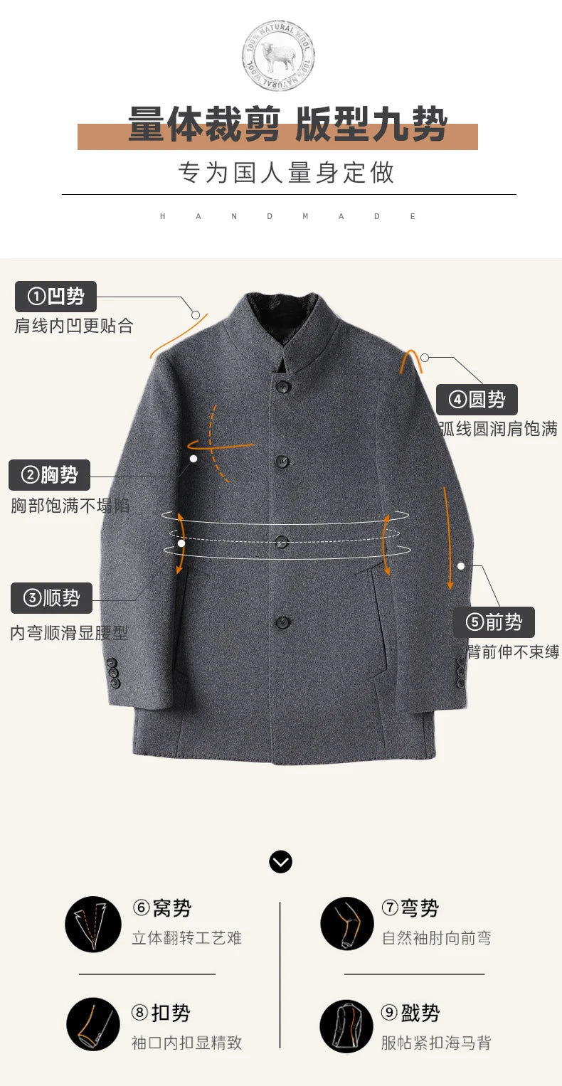 Abrigo de Lana con Plumón Desmontable para Hombre – Otoño/Invierno