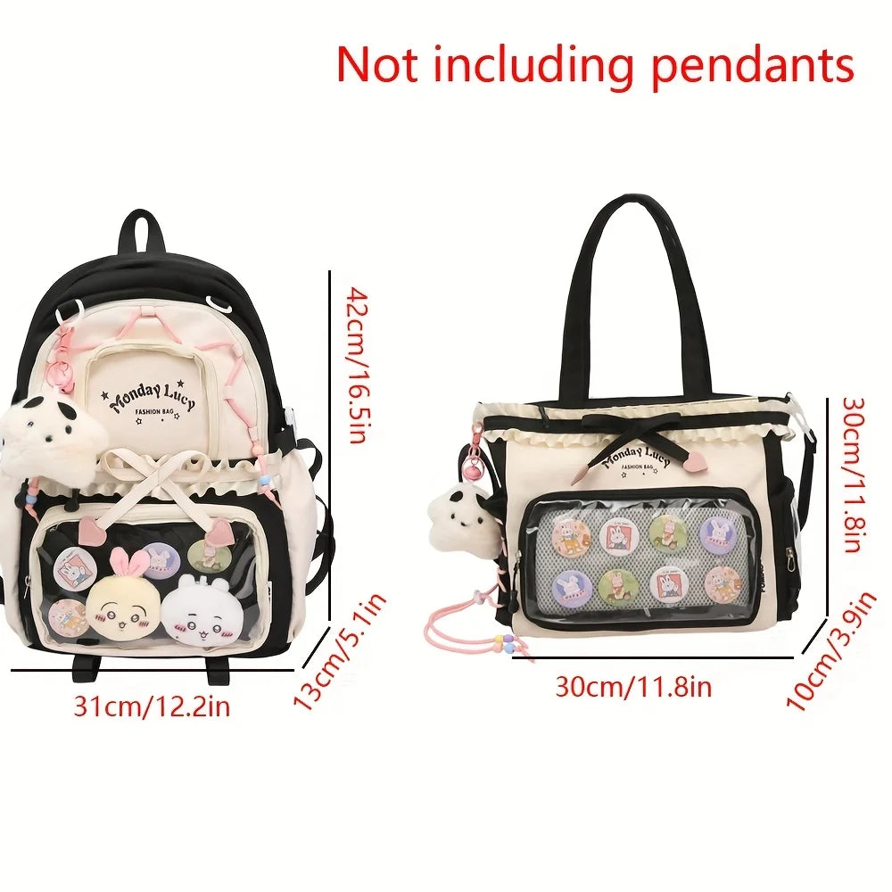 Set de 2 Bolsos para Mujer: Mochila y Bolso de Encaje