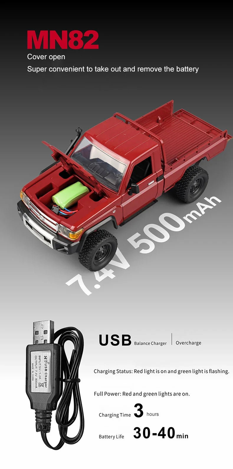 ZWN MN82 MN82S LC79 1/12 camioneta corta RC a escala completa 4WD Control remoto escalada todoterreno coche juguetes para niños regalos de navidad