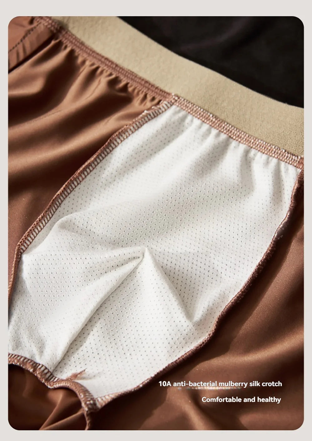 3 unids/pack de lujo sólido tipo satén Boxer hombre fresco 10A seda antibacteriana bolsa en forma de U bragas de hombre calzoncillos de cintura alta elástica