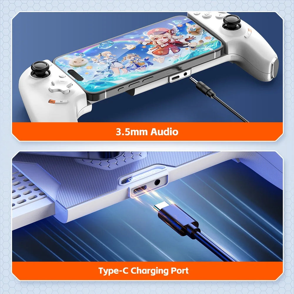 Original Gamwing Aobing Max tipo C AB01 con cable Bluetooth Stretch controlador de juego móvil para teléfono mito negro pollo Ios Android