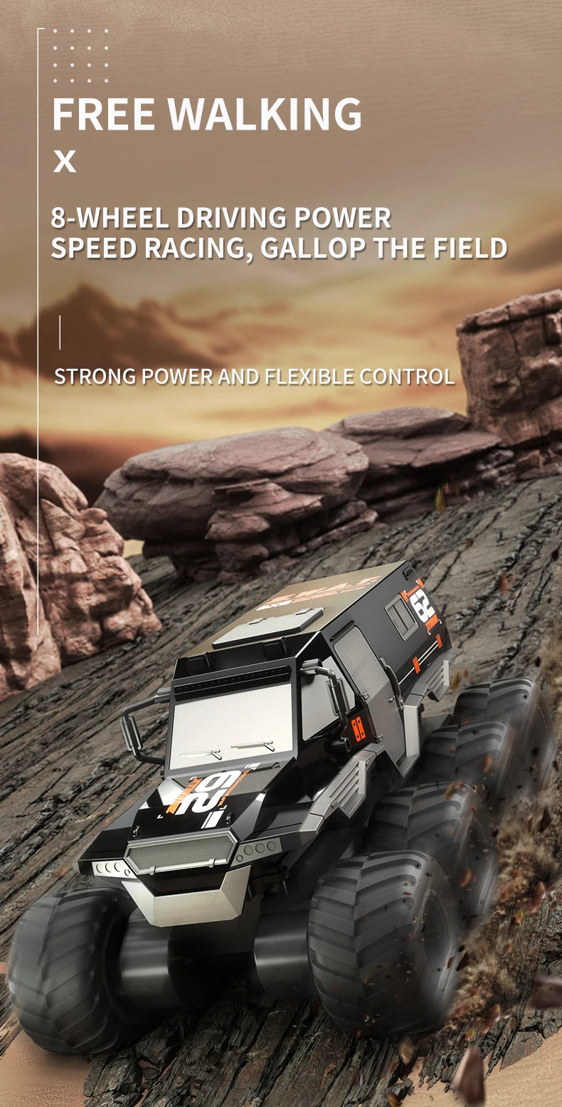    JJRC Q137 8x8 2,4G coche de Control remoto 8wd vehículo acrobático anfibio todoterreno camión de carreras de velocidad de 8 ruedas juguete sobre orugas impermeable