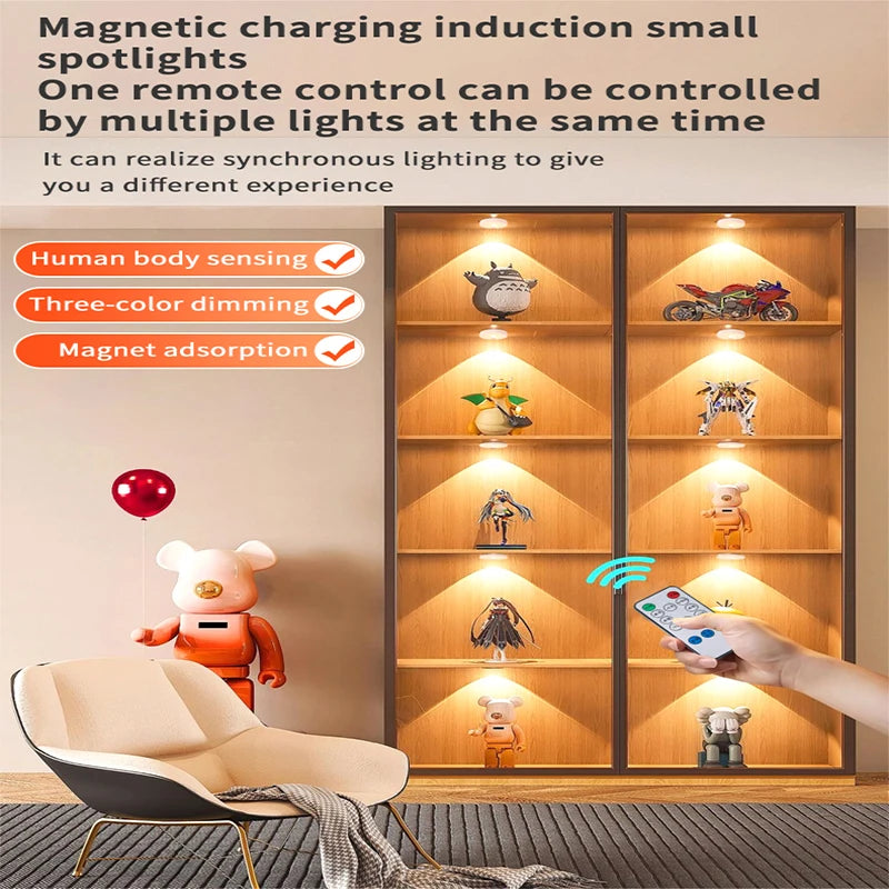 Lámpara LED para debajo del gabinete con Sensor de movimiento, luz nocturna recargable regulable, Bombilla detectora de barra de tubo para escaleras, armario, habitación y pasillo