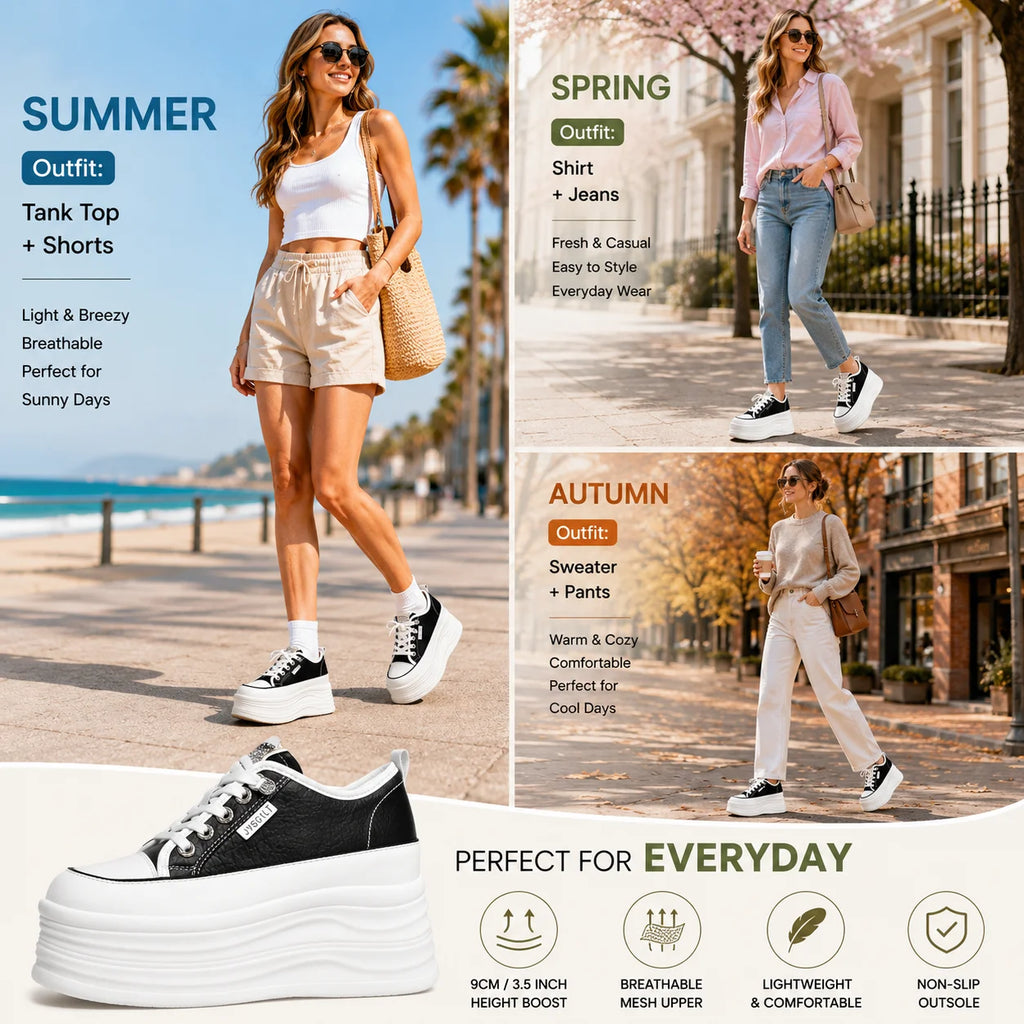 Zapatos de Plataforma Oculta para Mujer con Tacón de 9 cm