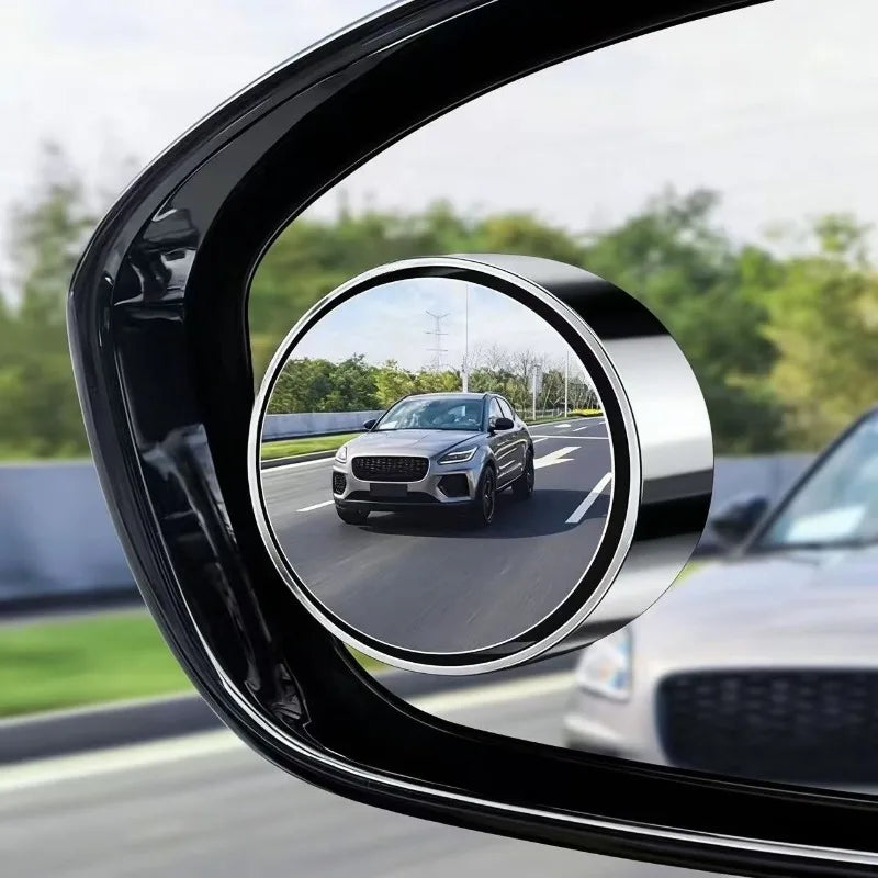 Espejo de punto ciego convexo con marco redondo, gran angular de 360 grados, espejo retrovisor transparente ajustable, accesorios para coche, 2 uds.