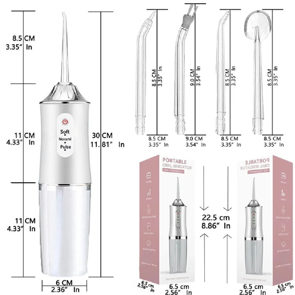 Irrigador de agua Dental inalámbrico portátil, irrigador de dientes bucales resistente al agua recargable de viaje, 4 modos Ipx7